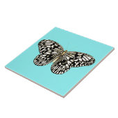 Carreau Papillon noir et blanc, arrière - plan turquoise (Côté)