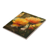 Carreau Papillon orange et fleurs (Côté)