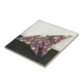 Carreau Papillon Origami sur papier floral (Côté)