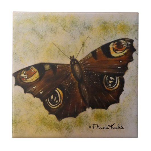 Carreau Papillon peint Frida Kahlo (Devant)