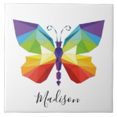 Carreau Papillon peint, monogrammé (Devant)