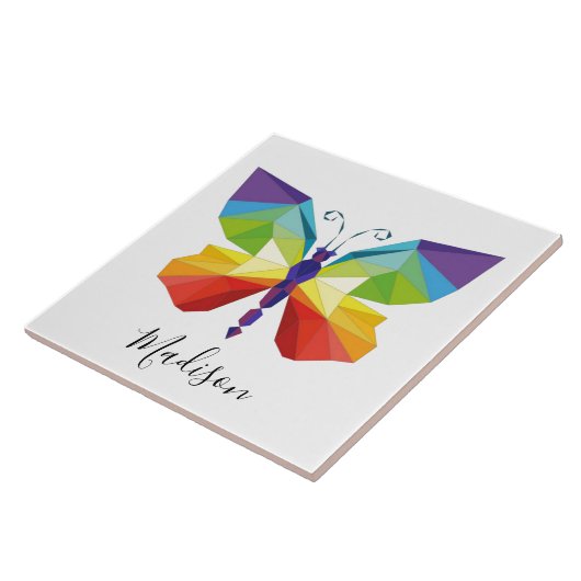 Carreau Papillon peint, monogrammé (Côté)