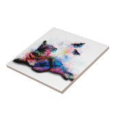 Carreau Papillon rose bleu 6x6 du chat 614 (Côté)