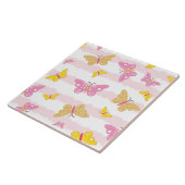 Carreau Papillon rose et or (Côté)