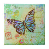 Carreau Papillon sarcelle et violet (Devant)