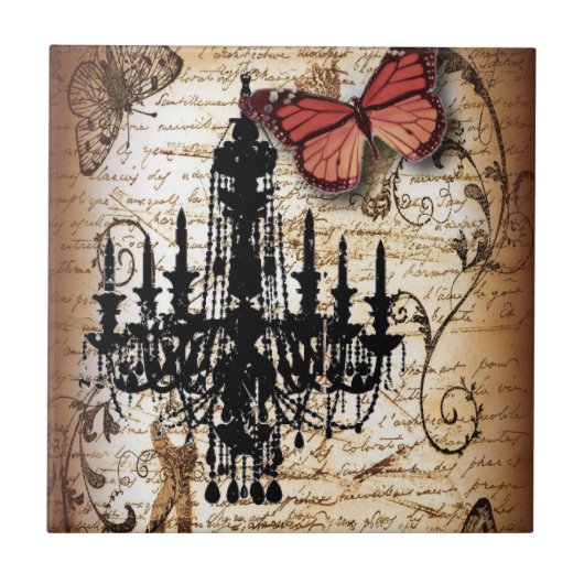 Carreau papillon steampunk paris chandelier vintage (Devant)