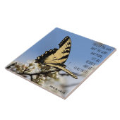 Carreau Papillon sur une fleur blanche, verset Psaume 118: (Côté)