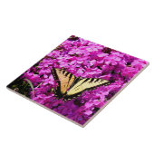 Carreau Papillon Swallowtail au lit de fleurs (Côté)