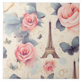 Carreau Papillon Tour Eiffel et Motif Rose (Devant)