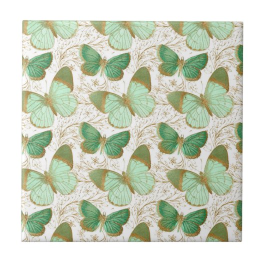 Carreau Papillon Vert Fleur Florale Fleurir (Devant)
