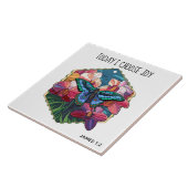 Carreau Papillon, w verset de James 1:2 (Côté)