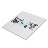 Carreau Papillons bleu Tribal Steampunk (Côté)