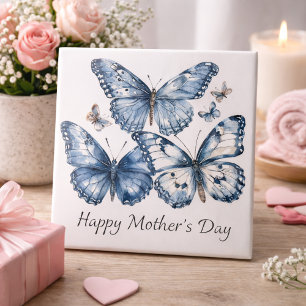 Carreau Papillons dans Delft Blue, personnalisable