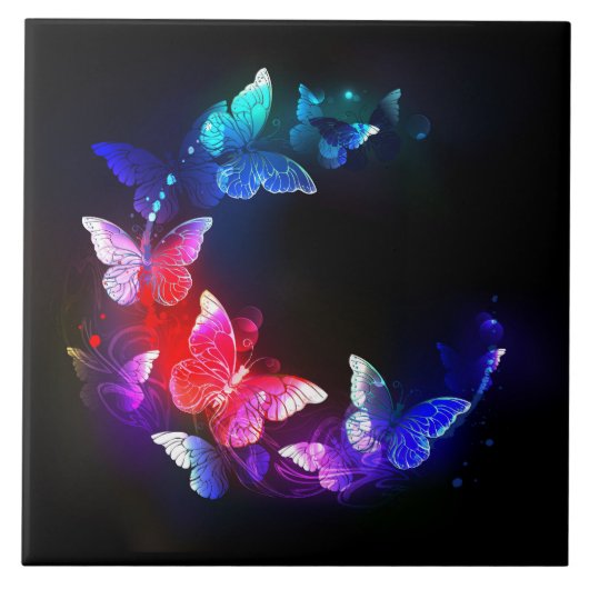 Carreau Papillons de nuit Neon brillants sur arrière - pla (Devant)