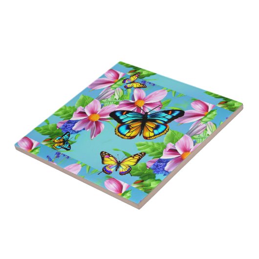 Carreau Papillons et fleurs (Côté)