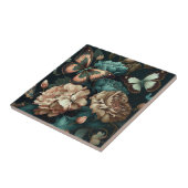 Carreau Papillons et fleurs design classique foncé (Côté)