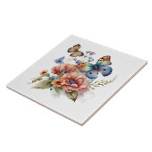 Carreau Papillons et fleurs Verdure Carrelage en céramique (Côté)