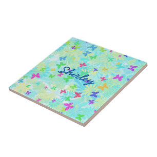 Carreau Papillons et marguerites colorés par Shirley Taylo