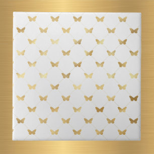 Carreau Papillons Glam Gold Blanc
