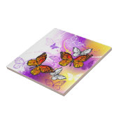 Carreau Papillons Monarque sur Arrière - plan pourpre (Côté)