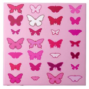 Carreau Papillons, nuances roses et fuchsia