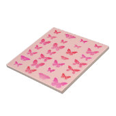 Carreau Papillons, rose foncé, fond rose pâle (Côté)