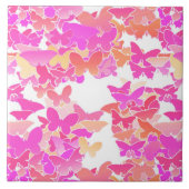 Carreau Papillons, rose, fuchsia et corail (Devant)