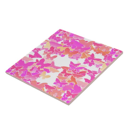 Carreau Papillons, rose, fuchsia et corail (Côté)