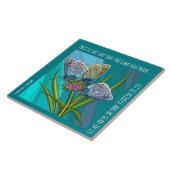 Carreau Papillons sur fleur avec vers de Psaume 118:24 (Côté)