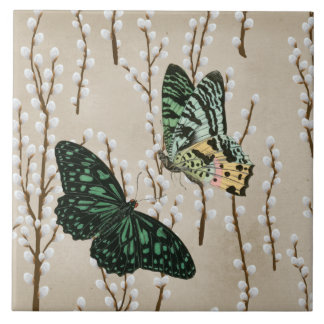 Carreau Papillons vintages sur citrons blancs