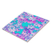 Carreau Papillons, violet et turquoise (Côté)