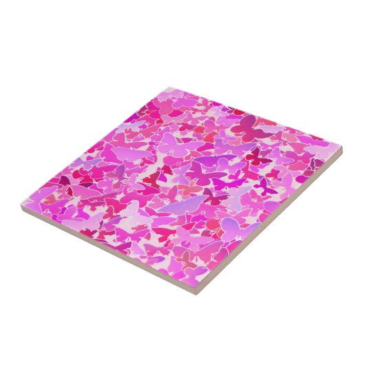 Carreau Papillons, violet, lavande, rose (Côté)