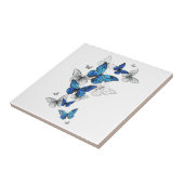 Carreau Papillons volants bleus Morpho (Côté)