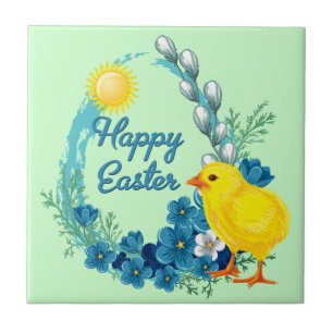 Carreau Pâques Joyeuses Avec Bébé Chick