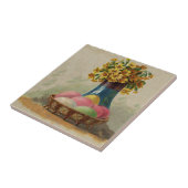 Carreau Pâques Panier Œufs Fleurs Antique (Côté)