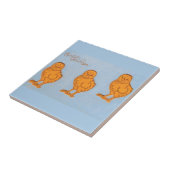 Carreau Pâques Salutations poussins en Bleu (Côté)