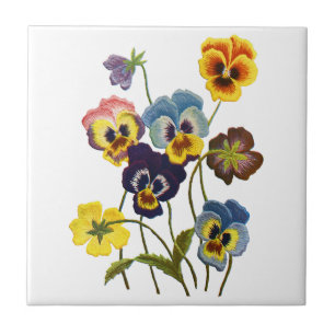 Carreau Parade brodée de Pansies