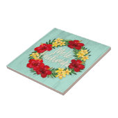 Carreau Paradis tropical Hawaiian Holiday Wreath Wood (Côté)