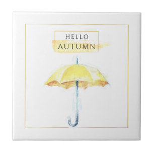 Carreau Parapluie d'automne doré élégant et artistique Des