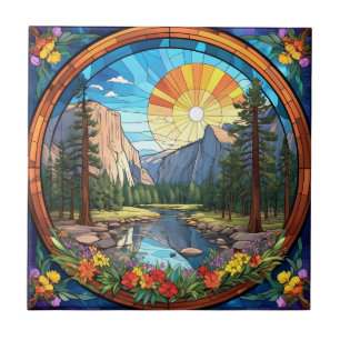 Carreau Parc national du Yosemite Faux Tissu Verre Mosaïqu