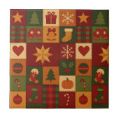 Carreau Parcelle rouge vert Patchwork Rustique Ferme Flora (Devant)