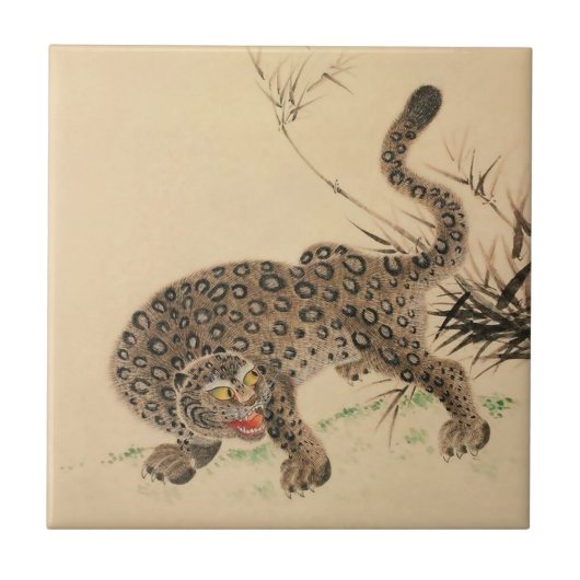 Carreau Parchemin vintage léopard tacheté japonais (Devant)