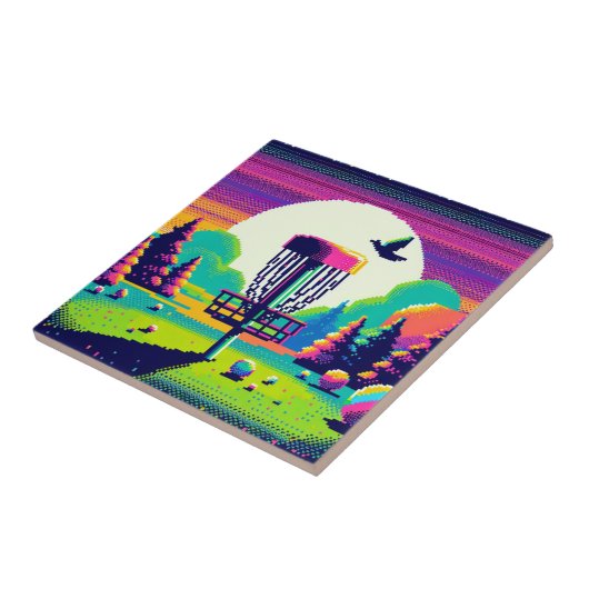 Carreau Parcours de golf Pixel Art Disk (Côté)
