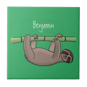 Carreau Paresse souriante mignon sur dessin animé en bambo