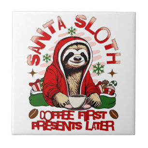 Carreau Paresseux de Noël buvant du café