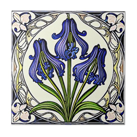 Carreau Parfum de fleurs bleu Art nouveau 1 (Devant)