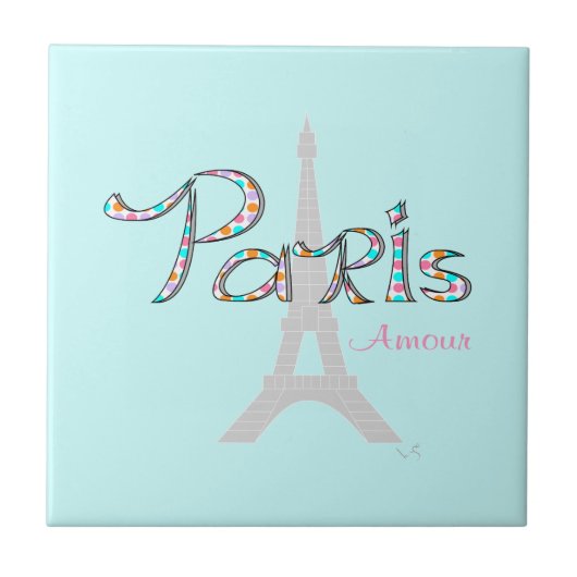 Carreau PARIS Amour avec Tour Eiffel (Devant)