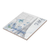 Carreau Paris Scène et Fleurs Bleues Personnalisées (Côté)