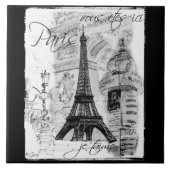 Carreau Paris Tour Eiffel noir et blanc (Devant)