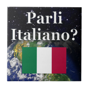 Carreau Parlez-vous italien ? en italien. Drapeau et Terre